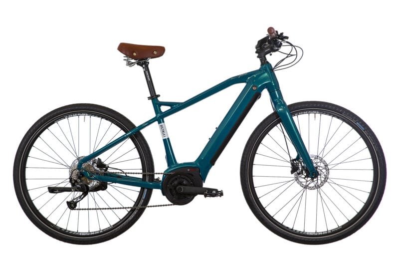 VÉLO FITNESS ÉLECTRIQUE BICYKLET GABRIEL SHIMANO ALTUS 9V 500 WH 700 MM TURQUOISE METALLIC